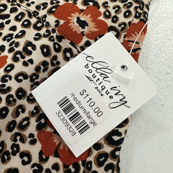 NWT Uncle Frank Floral Leopard Print Tunic Shift Dress Babydoll Boho M/L - Picture 11 of 11